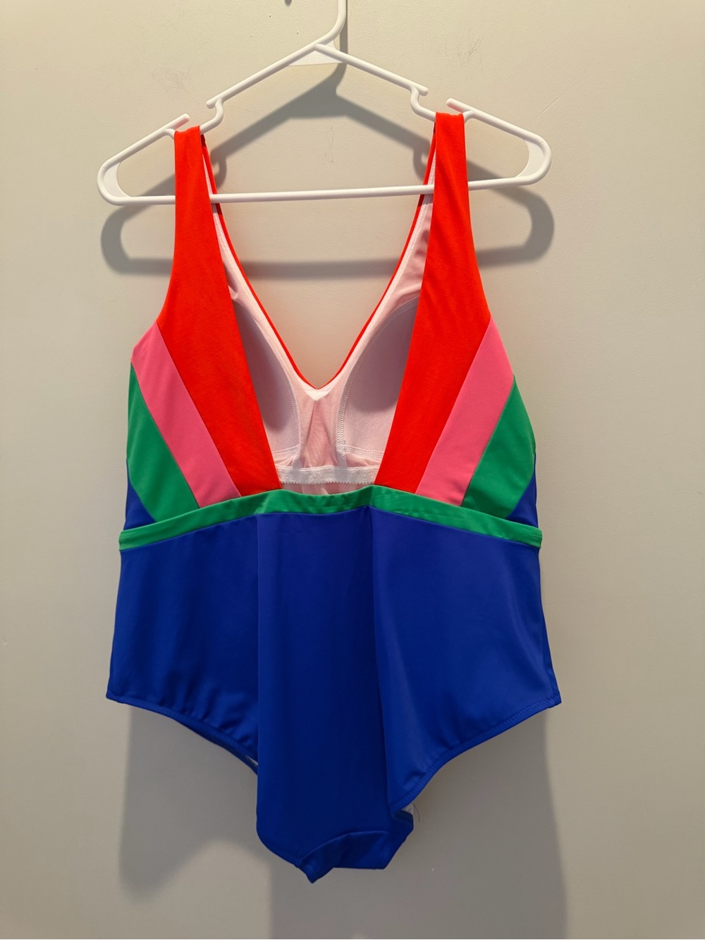 Boden V-Neck Colorblock One-Piece Swimsuit - Red, Pink, Green, Blue - Picture 4 of 6